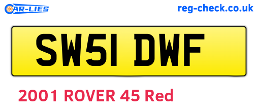 SW51DWF are the vehicle registration plates.