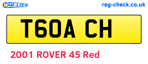 T60ACH are the vehicle registration plates.
