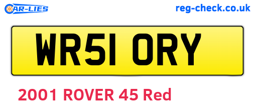 WR51ORY are the vehicle registration plates.