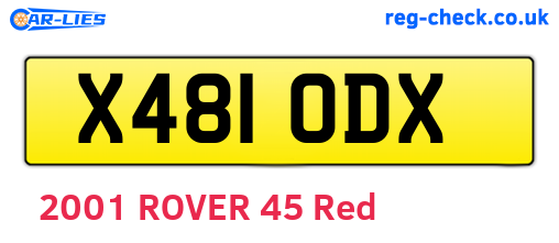 X481ODX are the vehicle registration plates.