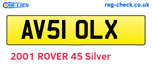 AV51OLX are the vehicle registration plates.