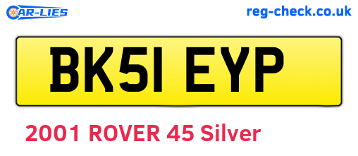 BK51EYP are the vehicle registration plates.