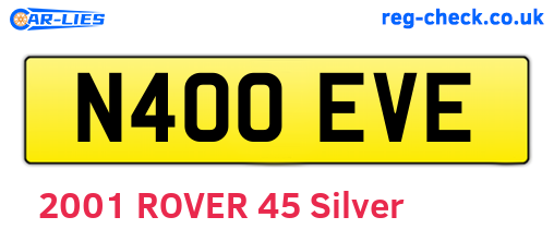 N400EVE are the vehicle registration plates.