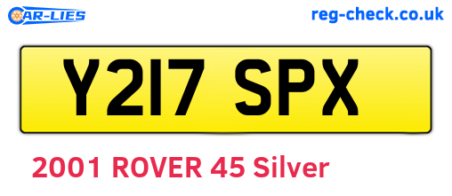 Y217SPX are the vehicle registration plates.