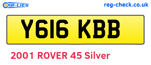 Y616KBB are the vehicle registration plates.