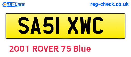 SA51XWC are the vehicle registration plates.