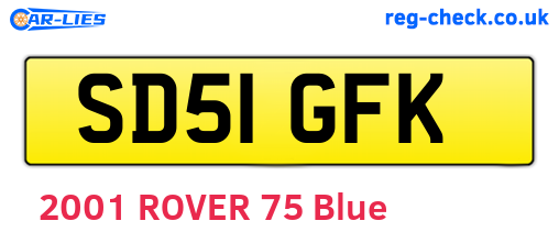 SD51GFK are the vehicle registration plates.