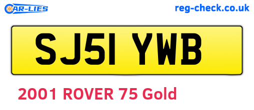 SJ51YWB are the vehicle registration plates.