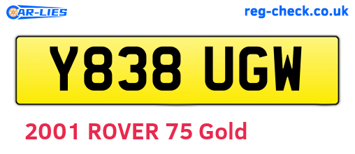 Y838UGW are the vehicle registration plates.