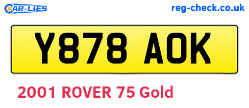 Y878AOK are the vehicle registration plates.