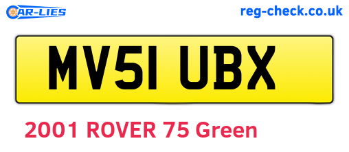 MV51UBX are the vehicle registration plates.