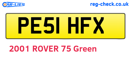 PE51HFX are the vehicle registration plates.