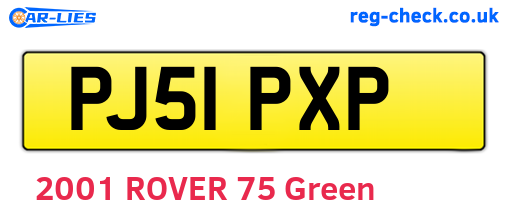 PJ51PXP are the vehicle registration plates.