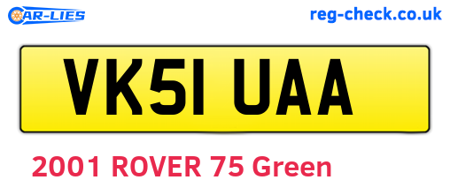 VK51UAA are the vehicle registration plates.