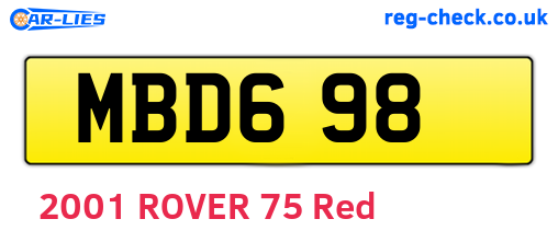 MBD698 are the vehicle registration plates.