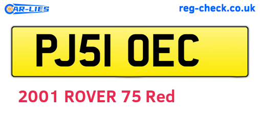 PJ51OEC are the vehicle registration plates.