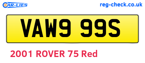 VAW999S are the vehicle registration plates.