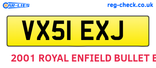 VX51EXJ are the vehicle registration plates.