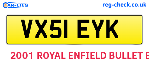 VX51EYK are the vehicle registration plates.