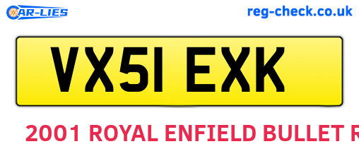 VX51EXK are the vehicle registration plates.