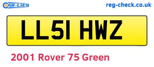 Green 2001 Rover 75 (LL51HWZ)