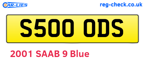 S500ODS are the vehicle registration plates.