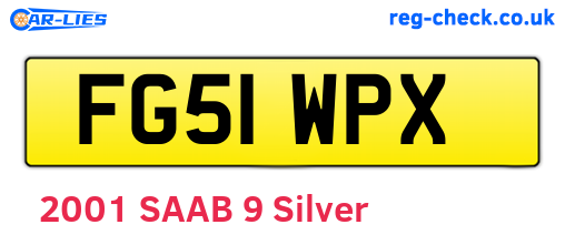 FG51WPX are the vehicle registration plates.