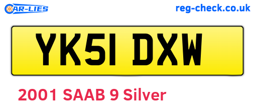 YK51DXW are the vehicle registration plates.