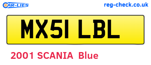 MX51LBL are the vehicle registration plates.