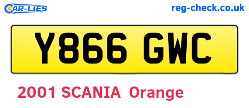 Y866GWC are the vehicle registration plates.