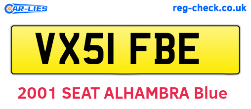 VX51FBE are the vehicle registration plates.