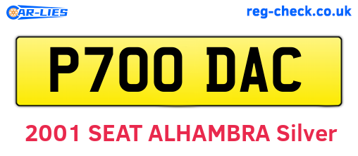 P700DAC are the vehicle registration plates.