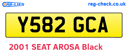 Y582GCA are the vehicle registration plates.