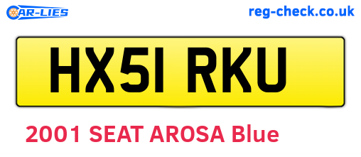 HX51RKU are the vehicle registration plates.