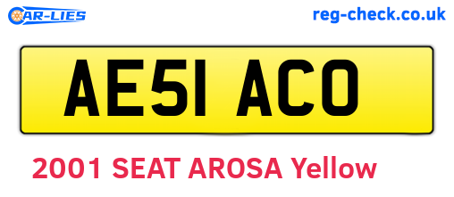 AE51ACO are the vehicle registration plates.