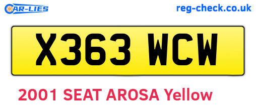 X363WCW are the vehicle registration plates.