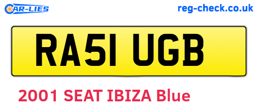 RA51UGB are the vehicle registration plates.