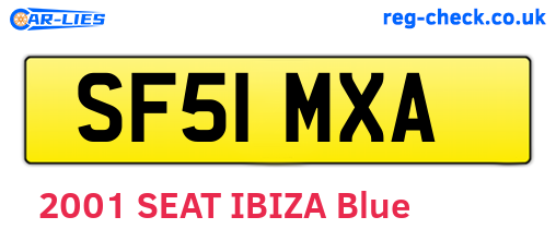 SF51MXA are the vehicle registration plates.
