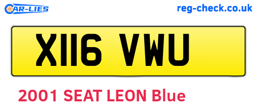 X116VWU are the vehicle registration plates.