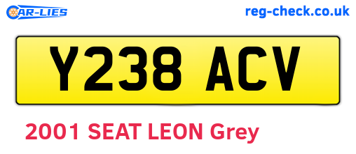 Y238ACV are the vehicle registration plates.