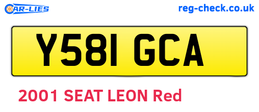 Y581GCA are the vehicle registration plates.