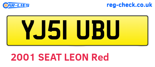 YJ51UBU are the vehicle registration plates.
