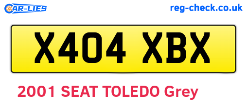 X404XBX are the vehicle registration plates.