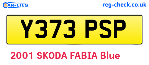 Y373PSP are the vehicle registration plates.