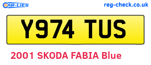 Y974TUS are the vehicle registration plates.