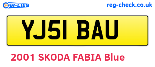 YJ51BAU are the vehicle registration plates.