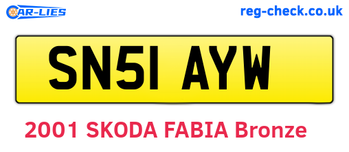 SN51AYW are the vehicle registration plates.