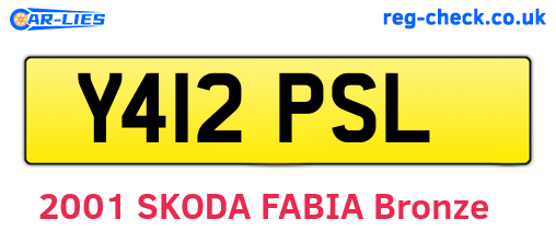 Y412PSL are the vehicle registration plates.