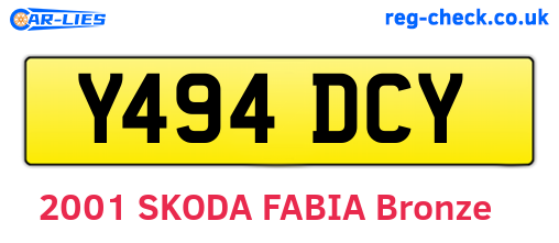 Y494DCY are the vehicle registration plates.