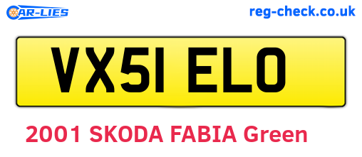 VX51ELO are the vehicle registration plates.